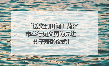 送奖到田间！菏泽市举行见义勇为先进分子表彰仪式