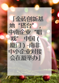 金砖创新基地“搭台”，中南企业“唱戏” 中国（厦门）-南非中小企业对接会在厦举办
