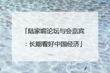 陆家嘴论坛与会嘉宾：长期看好中国经济
