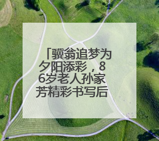 骥翁追梦为夕阳添彩，86岁老人孙家芳精彩书写后半生